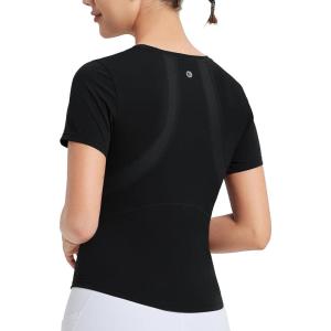 imagebaleaf Womens Short Sleeve Workout Tops Yoga Shirts Stretchy Lightweight Athletic TShirts Gym Running Sports TeeBlack