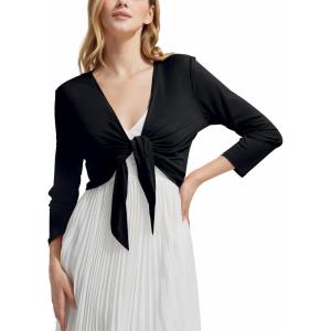 imagebaleaf Womens UPF50 Swim Beach Cover Up Bathing Suit Swimsuit Coverup Cropped 34 Sleeve Lightweight CardiganBlack