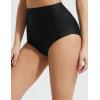 imagebaleaf Womens High Waisted Bikini Bottoms Full Coverage Ruched Bathing Suit Tummy Control Swimsuit BottomBlack