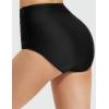 imagebaleaf Womens High Waisted Bikini Bottoms Full Coverage Ruched Bathing Suit Tummy Control Swimsuit BottomBlack
