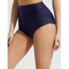 imagebaleaf Womens High Waisted Bikini Bottoms Full Coverage Ruched Bathing Suit Tummy Control Swimsuit BottomNavy Blue