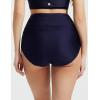 imagebaleaf Womens High Waisted Bikini Bottoms Full Coverage Ruched Bathing Suit Tummy Control Swimsuit BottomNavy Blue