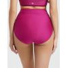 imagebaleaf Womens High Waisted Bikini Bottoms Full Coverage Ruched Bathing Suit Tummy Control Swimsuit BottomRose Red