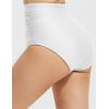 imagebaleaf Womens High Waisted Bikini Bottoms Full Coverage Ruched Bathing Suit Tummy Control Swimsuit BottomStar White