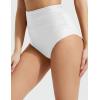 imagebaleaf Womens High Waisted Bikini Bottoms Full Coverage Ruched Bathing Suit Tummy Control Swimsuit BottomStar White