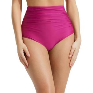 imagebaleaf Womens High Waisted Bikini Bottoms Full Coverage Ruched Bathing Suit Tummy Control Swimsuit BottomRose Red