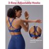 imagebaleaf Sweatleaf Womens Adjustable Sports Bras Crisscross Back Padded High Support Yoga Workout Running BraNavy Blue
