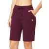 imagebaleaf Womens Cotton Bermuda Long Shorts 10quot Knee Length Loose Drawstring Waist Sweat Shorts with Pockets Casual SummerBurgundy10 Inseam