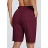 imagebaleaf Womens Cotton Bermuda Long Shorts 10quot Knee Length Loose Drawstring Waist Sweat Shorts with Pockets Casual SummerBurgundy10 Inseam