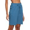 imagebaleaf Womens Cotton Bermuda Long Shorts 10quot Knee Length Loose Drawstring Waist Sweat Shorts with Pockets Casual SummerCopen Blue10 Inseam
