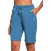 imagebaleaf Womens Cotton Bermuda Long Shorts 10quot Knee Length Loose Drawstring Waist Sweat Shorts with Pockets Casual SummerCopen Blue10 Inseam