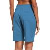 imagebaleaf Womens Cotton Bermuda Long Shorts 10quot Knee Length Loose Drawstring Waist Sweat Shorts with Pockets Casual SummerCopen Blue10 Inseam