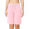 imagebaleaf Womens Cotton Bermuda Long Shorts 10quot Knee Length Loose Drawstring Waist Sweat Shorts with Pockets Casual SummerLight Pink10 Inseam