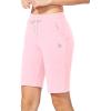 imagebaleaf Womens Cotton Bermuda Long Shorts 10quot Knee Length Loose Drawstring Waist Sweat Shorts with Pockets Casual SummerLight Pink10 Inseam