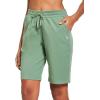 imagebaleaf Womens Cotton Bermuda Long Shorts 10quot Knee Length Loose Drawstring Waist Sweat Shorts with Pockets Casual SummerLoden Frost10 Inseam