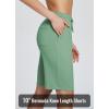 imagebaleaf Womens Cotton Bermuda Long Shorts 10quot Knee Length Loose Drawstring Waist Sweat Shorts with Pockets Casual SummerLoden Frost10 Inseam