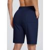 imagebaleaf Womens Cotton Bermuda Long Shorts 10quot Knee Length Loose Drawstring Waist Sweat Shorts with Pockets Casual SummerNavy Blue10 Inseam
