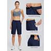 imagebaleaf Womens Cotton Bermuda Long Shorts 10quot Knee Length Loose Drawstring Waist Sweat Shorts with Pockets Casual SummerNavy Blue10 Inseam