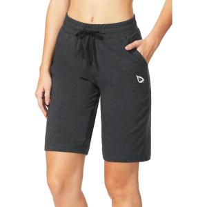 imagebaleaf Womens Cotton Bermuda Long Shorts 10quot Knee Length Loose Drawstring Waist Sweat Shorts with Pockets Casual SummerCharcoal10 Inseam