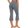 imagebaleaf 21quot Yoga Pants Women Flare Capri Leggings with Pockets Bootcut Casual Cotton Work Summer LoungeV Waistdark Grey