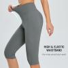 imagebaleaf Womens Capri Leggings with Pockets High Waisted Knee Length Capris Stretch for Casual Yoga Pants Workout ExerciseGray