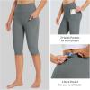 imagebaleaf Womens Capri Leggings with Pockets High Waisted Knee Length Capris Stretch for Casual Yoga Pants Workout ExerciseGray