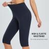 imagebaleaf Womens Capri Leggings with Pockets High Waisted Knee Length Capris Stretch for Casual Yoga Pants Workout ExerciseNavy Blue