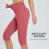 imagebaleaf Womens Capri Leggings with Pockets High Waisted Knee Length Capris Stretch for Casual Yoga Pants Workout ExerciseRose Wine