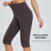 imagebaleaf Womens Capri Leggings with Pockets High Waisted Knee Length Capris Stretch for Casual Yoga Pants Workout ExerciseSeal Brown