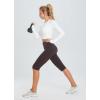 imagebaleaf Womens Capri Leggings with Pockets High Waisted Knee Length Capris Stretch for Casual Yoga Pants Workout ExerciseSeal Brown