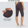 imagebaleaf Womens Capri Leggings with Pockets High Waisted Knee Length Capris Stretch for Casual Yoga Pants Workout ExerciseSeal Brown
