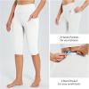 imagebaleaf Womens Capri Leggings with Pockets High Waisted Knee Length Capris Stretch for Casual Yoga Pants Workout ExerciseWhite