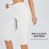 imagebaleaf Womens Capri Leggings with Pockets High Waisted Knee Length Capris Stretch for Casual Yoga Pants Workout ExerciseWhite