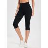 imagebaleaf Womens Knee Length Cotton Capri Leggings with Pockets High Waisted Casual Summer Yoga Workout Exercise PantsBlack