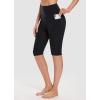 imagebaleaf Womens Knee Length Cotton Capri Leggings with Pockets High Waisted Casual Summer Yoga Workout Exercise PantsBlack