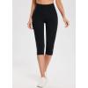 imagebaleaf Womens Knee Length Cotton Capri Leggings with Pockets High Waisted Casual Summer Yoga Workout Exercise PantsBlack
