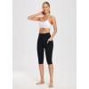 imagebaleaf Womens Knee Length Cotton Capri Leggings with Pockets High Waisted Casual Summer Yoga Workout Exercise PantsBlack