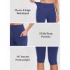 imagebaleaf Womens Knee Length Cotton Capri Leggings with Pockets High Waisted Casual Summer Yoga Workout Exercise PantsDark Blue