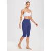 imagebaleaf Womens Knee Length Cotton Capri Leggings with Pockets High Waisted Casual Summer Yoga Workout Exercise PantsDark Blue