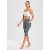 imagebaleaf Womens Knee Length Cotton Capri Leggings with Pockets High Waisted Casual Summer Yoga Workout Exercise PantsDark Grey