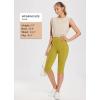 imagebaleaf Womens Knee Length Cotton Capri Leggings with Pockets High Waisted Casual Summer Yoga Workout Exercise PantsGreen