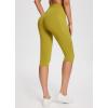 imagebaleaf Womens Knee Length Cotton Capri Leggings with Pockets High Waisted Casual Summer Yoga Workout Exercise PantsGreen
