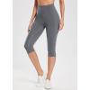 imagebaleaf Womens Knee Length Cotton Capri Leggings with Pockets High Waisted Casual Summer Yoga Workout Exercise PantsGrey