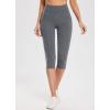 imagebaleaf Womens Knee Length Cotton Capri Leggings with Pockets High Waisted Casual Summer Yoga Workout Exercise PantsGrey