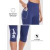 imagebaleaf Womens Knee Length Cotton Capri Leggings with Pockets High Waisted Casual Summer Yoga Workout Exercise PantsNavy