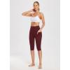 imagebaleaf Womens Knee Length Cotton Capri Leggings with Pockets High Waisted Casual Summer Yoga Workout Exercise PantsWine Red