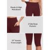 imagebaleaf Womens Knee Length Cotton Capri Leggings with Pockets High Waisted Casual Summer Yoga Workout Exercise PantsWine Red