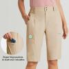 imagebaleaf Womens Bermuda Long Shorts 13quot Golf Shorts Knee Length Hiking Quick Dry High Waist Stretch Water Resistant03khaki13inch