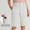 imagebaleaf Womens Bermuda Long Shorts 13quot Golf Shorts Knee Length Hiking Quick Dry High Waist Stretch Water Resistant04grey13inch
