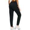 imagebaleaf Womens Fleece Lined Pants Joggers WaterResistant Zipper Pocket Thermal Sweatpants Winter Running Hiking Jogging02black
